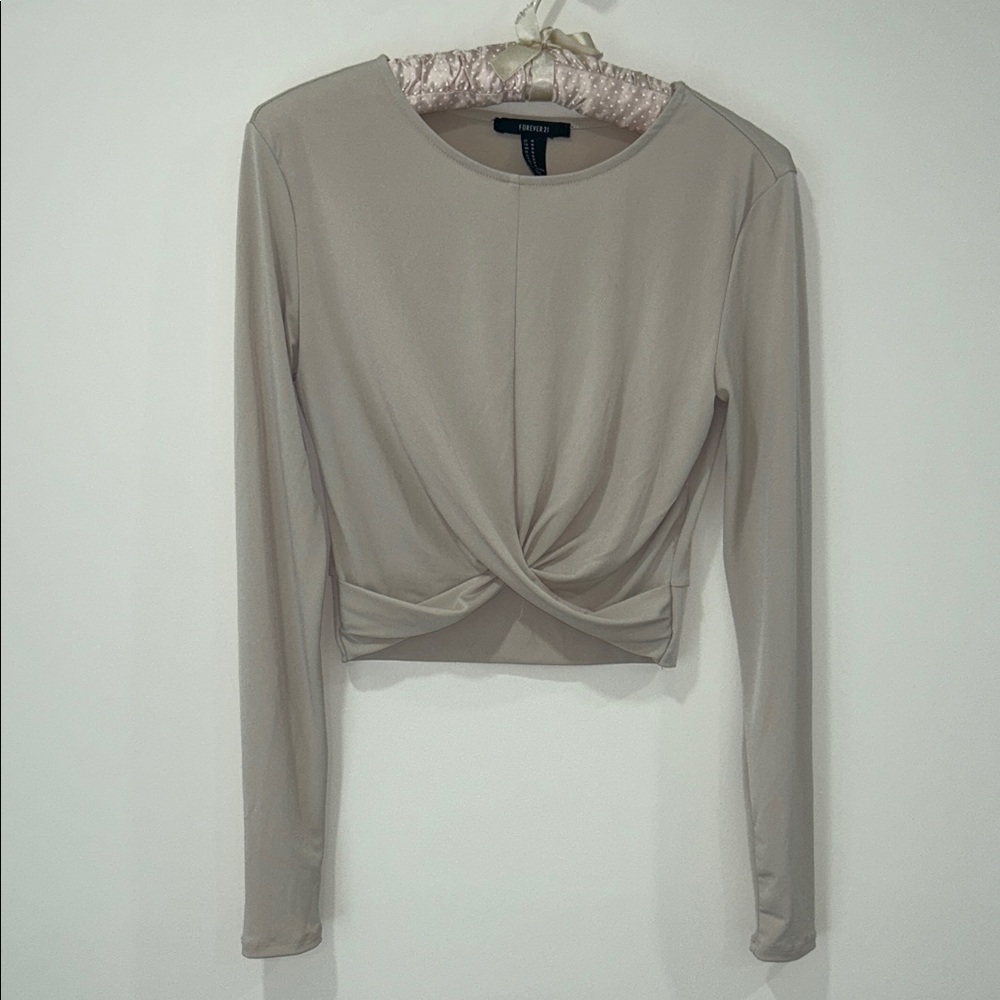Forever 21 Taupe Twist Front Blouse
